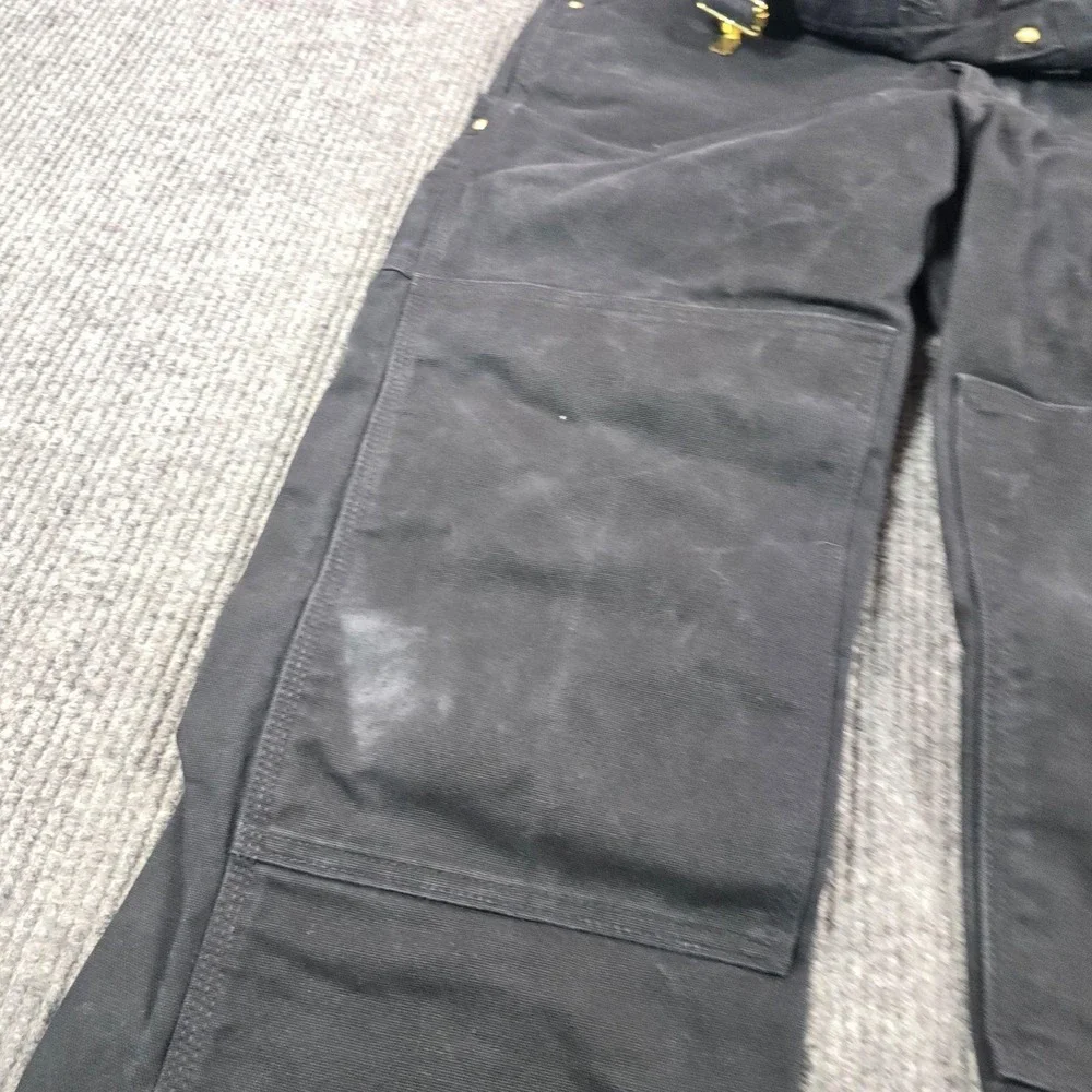 Carhartt R01 Bib Overalls Mens 36x30 Black Duck Canvas Relaxed Work Zip Leg